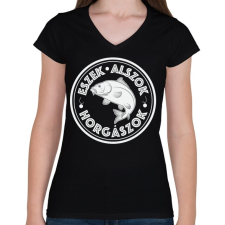 PRINTFASHION EszekAlszokHorgaszokFeher-06 - Női V-nyakú póló - Fekete női póló