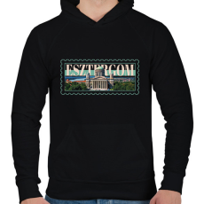 PRINTFASHION Esztergom - Férfi kapucnis pulóver - Fekete