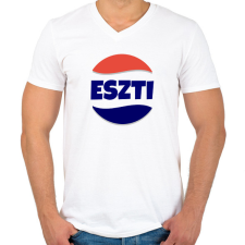 PRINTFASHION ESZTI - Férfi V-nyakú póló - Fehér férfi póló