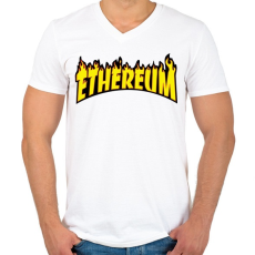 PRINTFASHION ETHEREUM - Férfi V-nyakú póló - Fehér