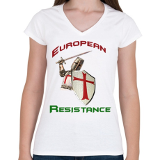 PRINTFASHION European Resistance - Női V-nyakú póló - Fehér