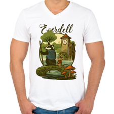 PRINTFASHION Everdell - Férfi V-nyakú póló - Fehér férfi póló