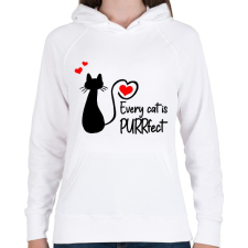 PRINTFASHION Every cat is PURRfect - Női kapucnis pulóver - Fehér női pulóver, kardigán