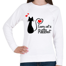 PRINTFASHION Every cat is PURRfect - Női pulóver - Fehér női pulóver, kardigán
