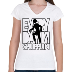 PRINTFASHION everyday-im-shufflin-black - Női V-nyakú póló - Fehér