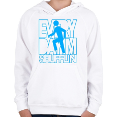 PRINTFASHION everyday-im-shufflin-cyan - Gyerek kapucnis pulóver - Fehér