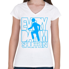 PRINTFASHION everyday-im-shufflin-cyan - Női V-nyakú póló - Fehér