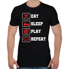 PRINTFASHION Evés, alvás, darts, ismétlés - Férfi póló - Fekete