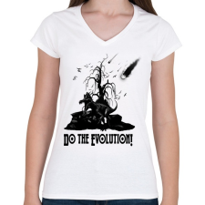 PRINTFASHION evolution - Női V-nyakú póló - Fehér női póló