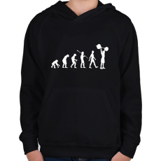 PRINTFASHION Evolution Weights - Gyerek kapucnis pulóver - Fekete