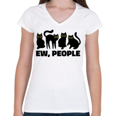 PRINTFASHION Ew People - Női V-nyakú póló - Fehér