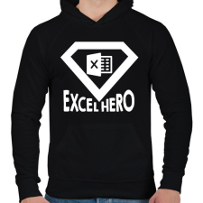 PRINTFASHION Excel hero - Férfi kapucnis pulóver - Fekete férfi pulóver, kardigán