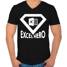 PRINTFASHION Excel hero - Férfi V-nyakú póló - Fekete