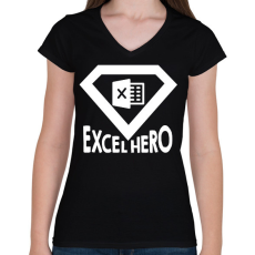 PRINTFASHION Excel hero - Női V-nyakú póló - Fekete