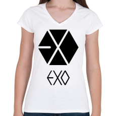 PRINTFASHION exo logo - Női V-nyakú póló - Fehér