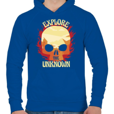 PRINTFASHION Explore - fedezd fel az ismeretlent - Férfi kapucnis pulóver - Királykék