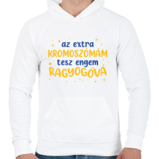 PRINTFASHION Extra kromoszóma - Férfi kapucnis pulóver - Fehér