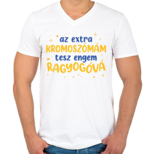 PRINTFASHION Extra kromoszóma - Férfi V-nyakú póló - Fehér férfi póló