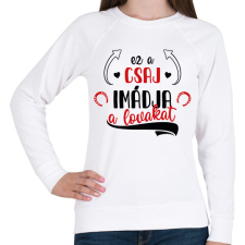 PRINTFASHION Ez a csaj imádja a lovakat - Női pulóver - Fehér női pulóver, kardigán