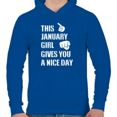 PRINTFASHION Ez a januári csaj szép napot kíván neked - Férfi kapucnis pulóver - Királykék