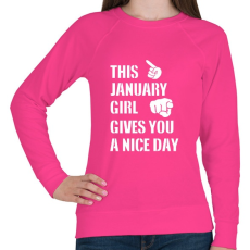 PRINTFASHION Ez a januári csaj szép napot kíván neked - Női pulóver - Fukszia