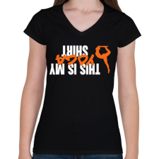 PRINTFASHION Ez a jóga pólóm - Női V-nyakú póló - Fekete női póló