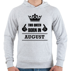 PRINTFASHION Ez a királynő augusztusban született - Férfi kapucnis pulóver - Sport szürke