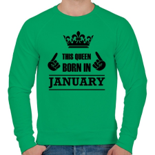 PRINTFASHION Ez a királynő januárban született - Férfi pulóver - Zöld férfi pulóver, kardigán