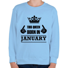 PRINTFASHION Ez a királynő januárban született - Gyerek pulóver - Világoskék gyerek pulóver, kardigán