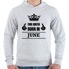 PRINTFASHION Ez a királynő júniusban született - Férfi kapucnis pulóver - Sport szürke férfi pulóver, kardigán