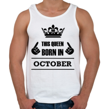 PRINTFASHION Ez a királynő októberben született - Férfi atléta - Fehér atléta, trikó