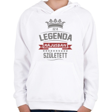 PRINTFASHION Ez a legenda májusban született - Gyerek kapucnis pulóver - Fehér gyerek pulóver, kardigán