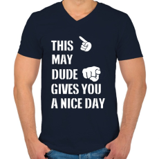 PRINTFASHION Ez a májusi csávó szép napot kíván neked - Férfi V-nyakú póló - Sötétkék