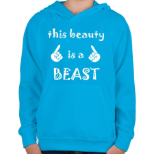 PRINTFASHION Ez a szépség egy szörnyeteg - Gyerek kapucnis pulóver - Azúrkék gyerek pulóver, kardigán