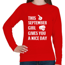PRINTFASHION Ez a szeptemberi csaj szép napot kíván neked - Női pulóver - Piros női pulóver, kardigán