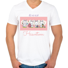 PRINTFASHION Ez az első Húsvétom - kislány - Férfi V-nyakú póló - Fehér férfi póló