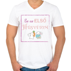 PRINTFASHION Ez az első húsvétom - lány - Férfi V-nyakú póló - Fehér