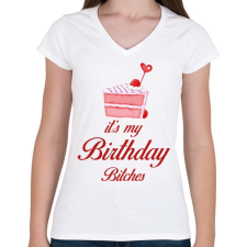 PRINTFASHION Ez az én szülinapom... - Női V-nyakú póló - Fehér női póló