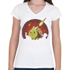 PRINTFASHION Ez egy szép nap lesz dínó  - Női V-nyakú póló - Fehér
