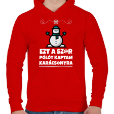 PRINTFASHION Ezt a szar pólót kaptam karácsonyra - Férfi kapucnis pulóver - Piros férfi pulóver, kardigán