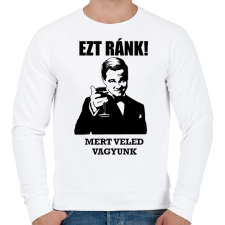 PRINTFASHION EZT RÁNK! Veled vagyunk! - Férfi pulóver - Fehér férfi pulóver, kardigán