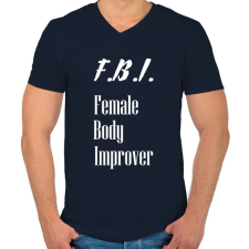 PRINTFASHION F.B.I. - női test fejlesztő - Férfi V-nyakú póló - Sötétkék férfi póló