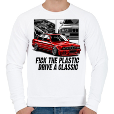 PRINTFASHION F!CK THE PLASTIK - Férfi pulóver - Fehér