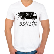 PRINTFASHION FA-SZÁLLÍTÓ BW - Férfi V-nyakú póló - Fehér