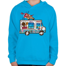 PRINTFASHION Fagyis autó - Gyerek kapucnis pulóver - Azúrkék gyerek pulóver, kardigán