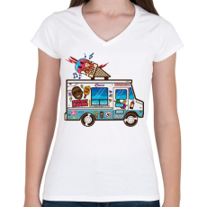 PRINTFASHION Fagyis autó - Női V-nyakú póló - Fehér