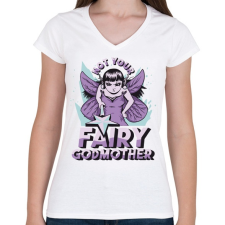 PRINTFASHION Fairy grandmother - Női V-nyakú póló - Fehér női póló