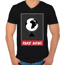 PRINTFASHION Fake News - Férfi V-nyakú póló - Fekete férfi póló