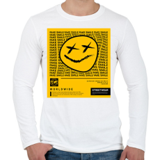 PRINTFASHION Fake Smile - Férfi hosszú ujjú póló - Fehér