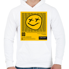 PRINTFASHION Fake Smile - Férfi kapucnis pulóver - Fehér